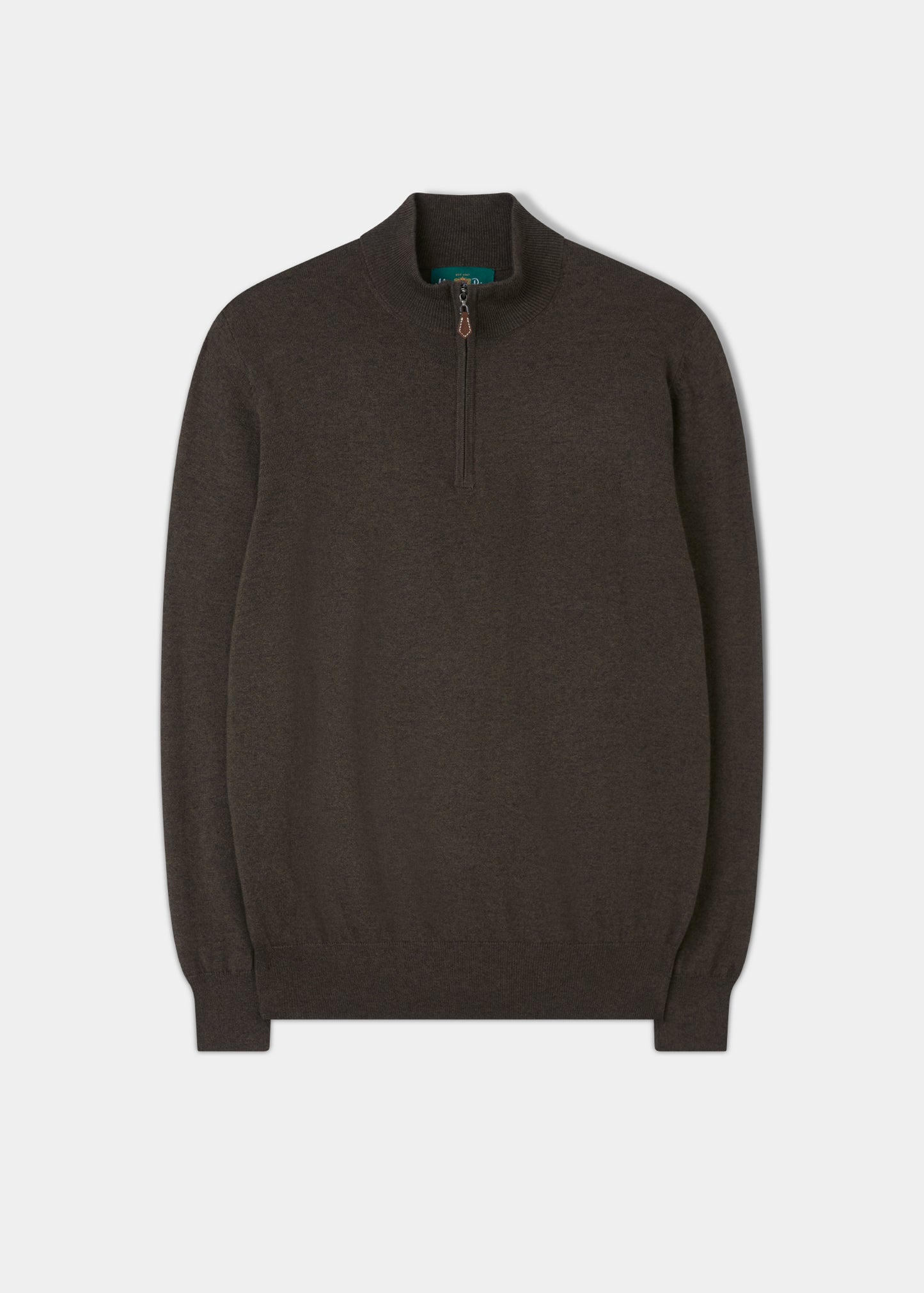 Maglione Ashfield in cotone merino con cerniera 1/4 in alghe