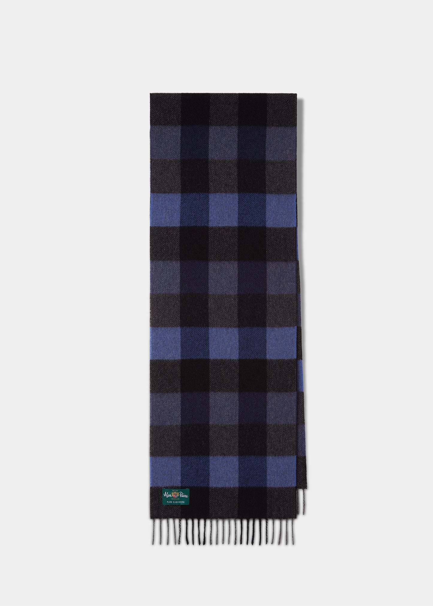 Strone Cashmere Check Scarf in Navy