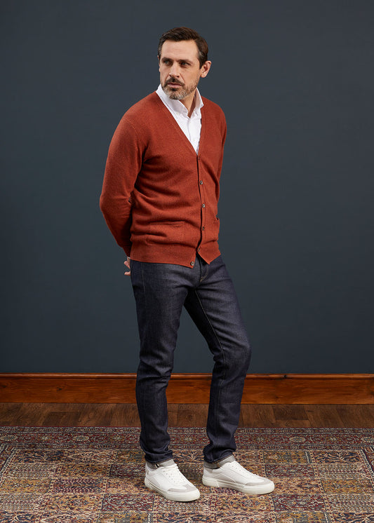 Men's Geelong Lambswool Cardigan in Tiger