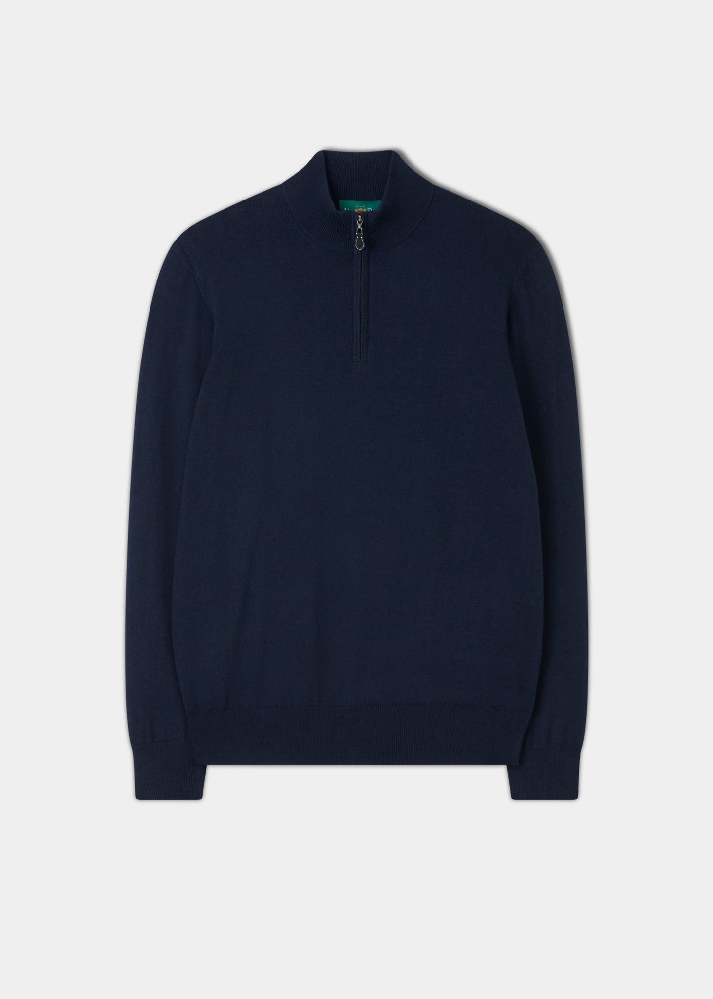 Maglione Ashfield in cotone merino con zip 1/4 in blu scuro