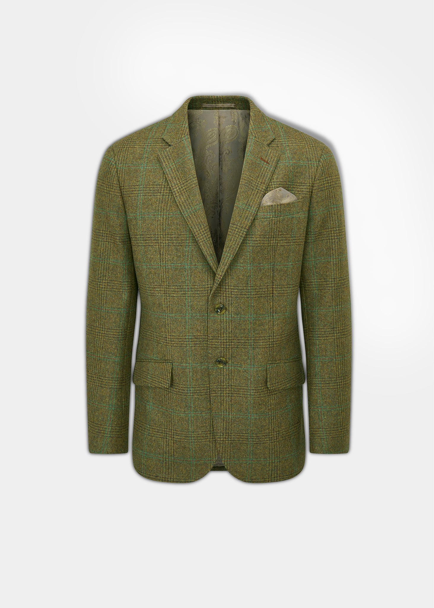 Blazer foderato in tweed Surrey a quadri verdi - Alan Paine Blazer foderato in tweed Surrey a quadri verdi - Alan Paine