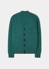 Men's Shetland Wool Cardigan in Kingfisher