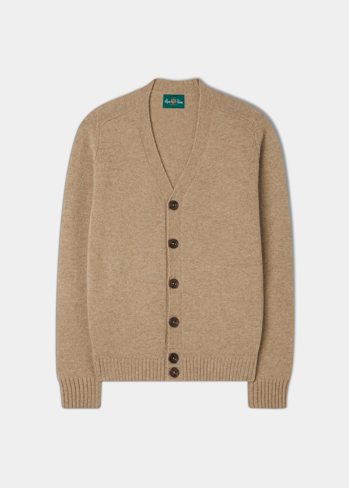 Men's Shetland Wool Cardigan in Pale Oak