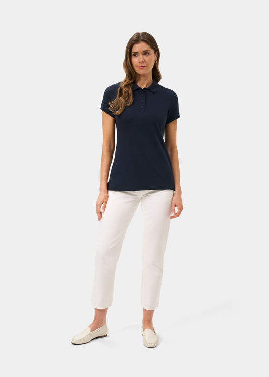 Ladies Cotton Pique Polo Shirt in Navy