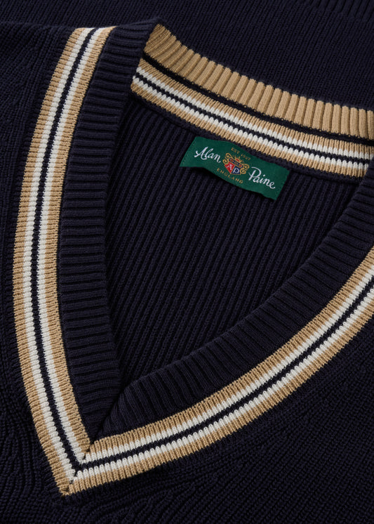 Ladies Cotton Cricket Slipover In Navy