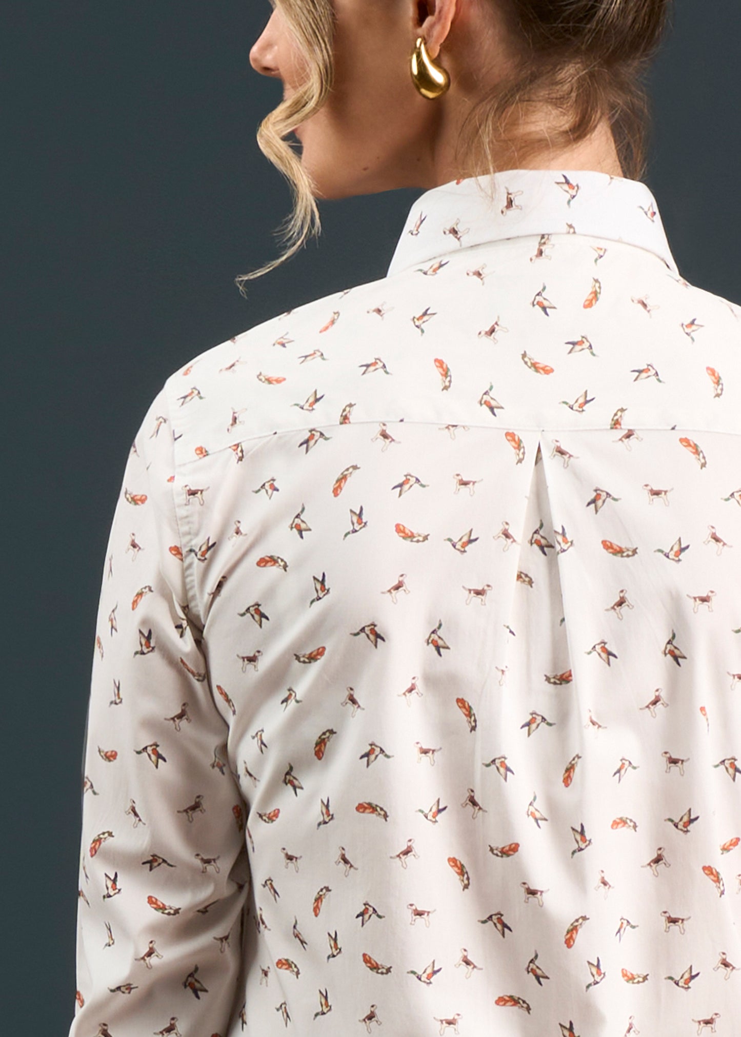 Lawen Ladies Printed Cotton Shirt - Dog & Duck Design