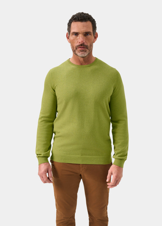 Men's Cotton Cashmere Crew Neck Jumper in Green