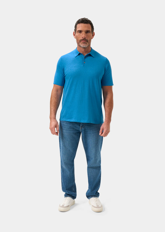 Men's Cotton Polo Shirt in Bright Blue