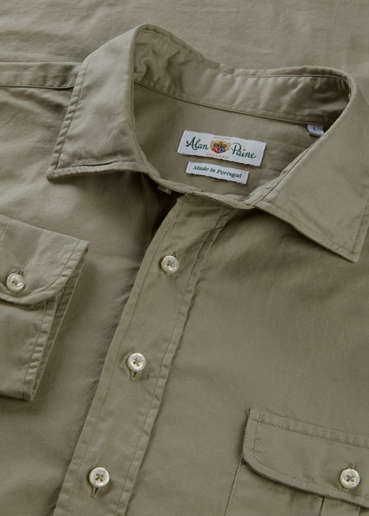 Mens Cotton Long Sleeve Shirt in Green