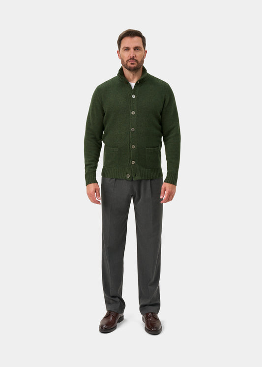 Landford Men's Lambswool Buttoned Jumper In Rosemary - Regular Fit