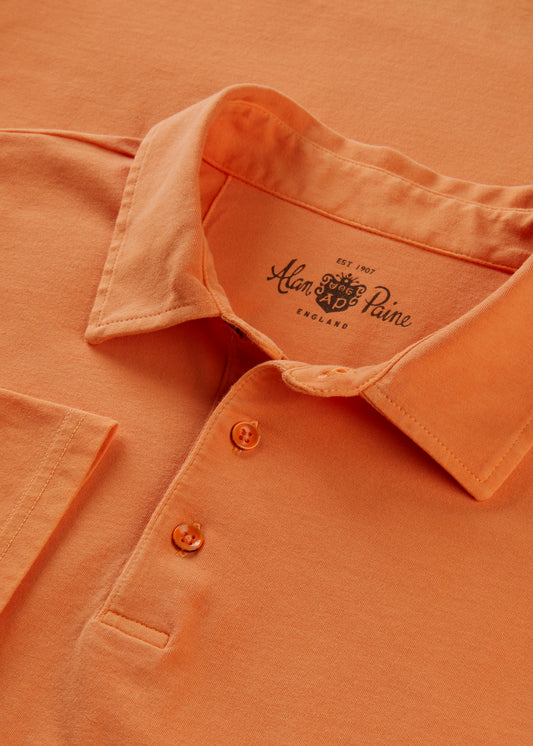 Men's Pique Cotton Polo Shirt in Orange