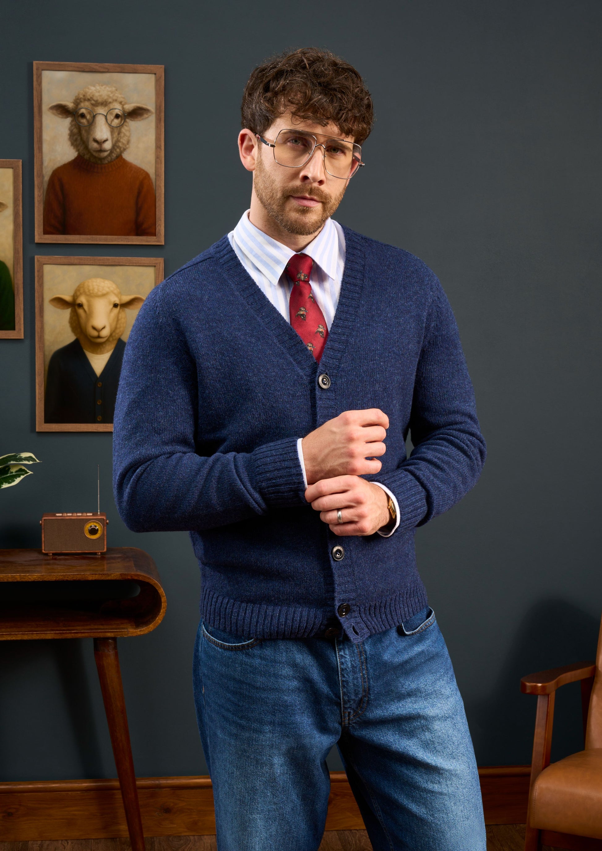 Mens-Shetland-Wool-Cardigan-Blue