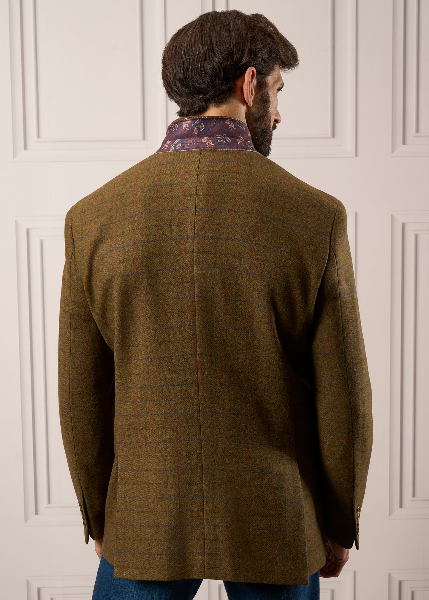 Blazer foderato in tweed Surrey color moro - Vestibilità regolare