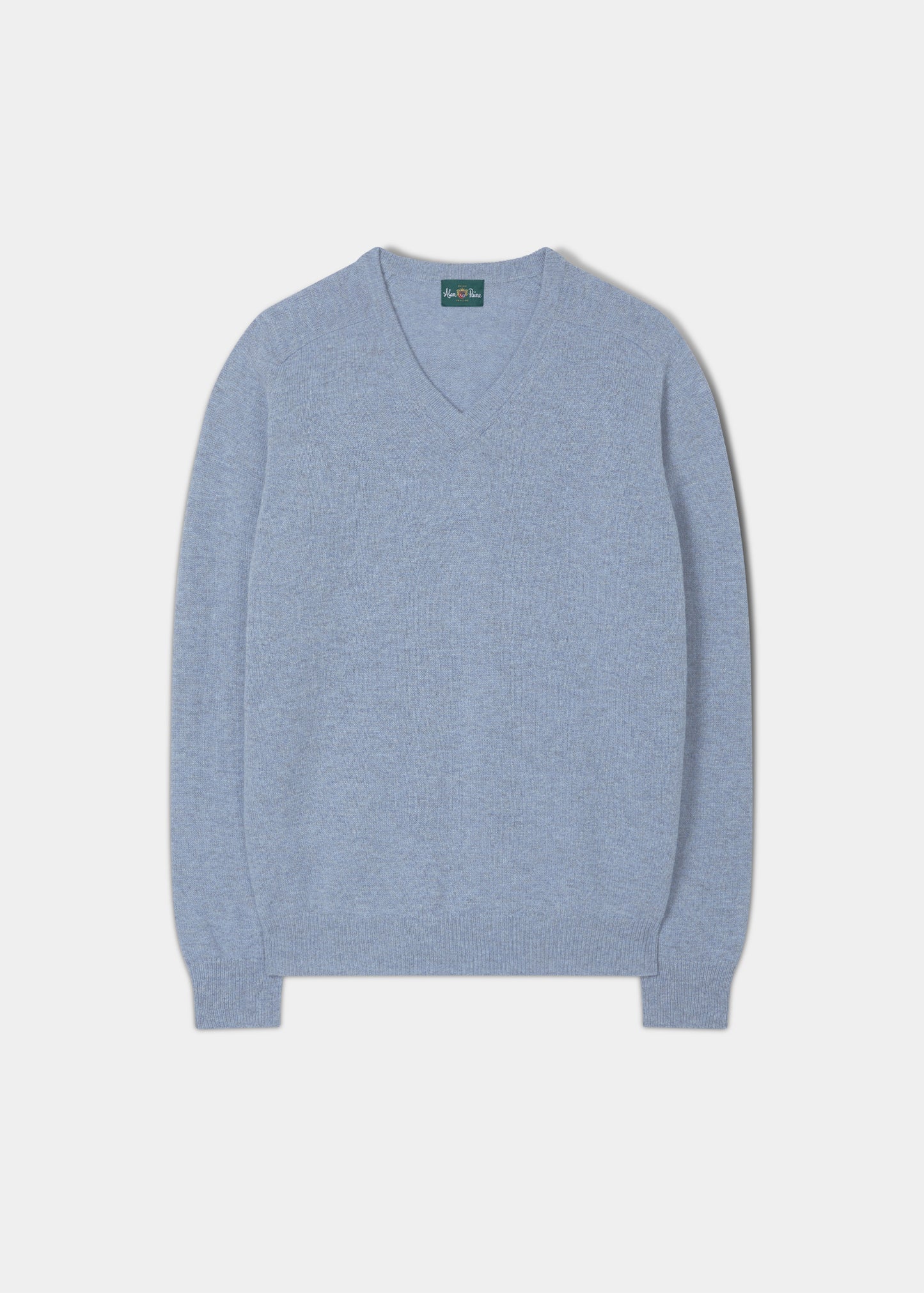 Maglione da uomo con collo a V in lana d'agnello in Paradise Blue - Vestibilità regolare
