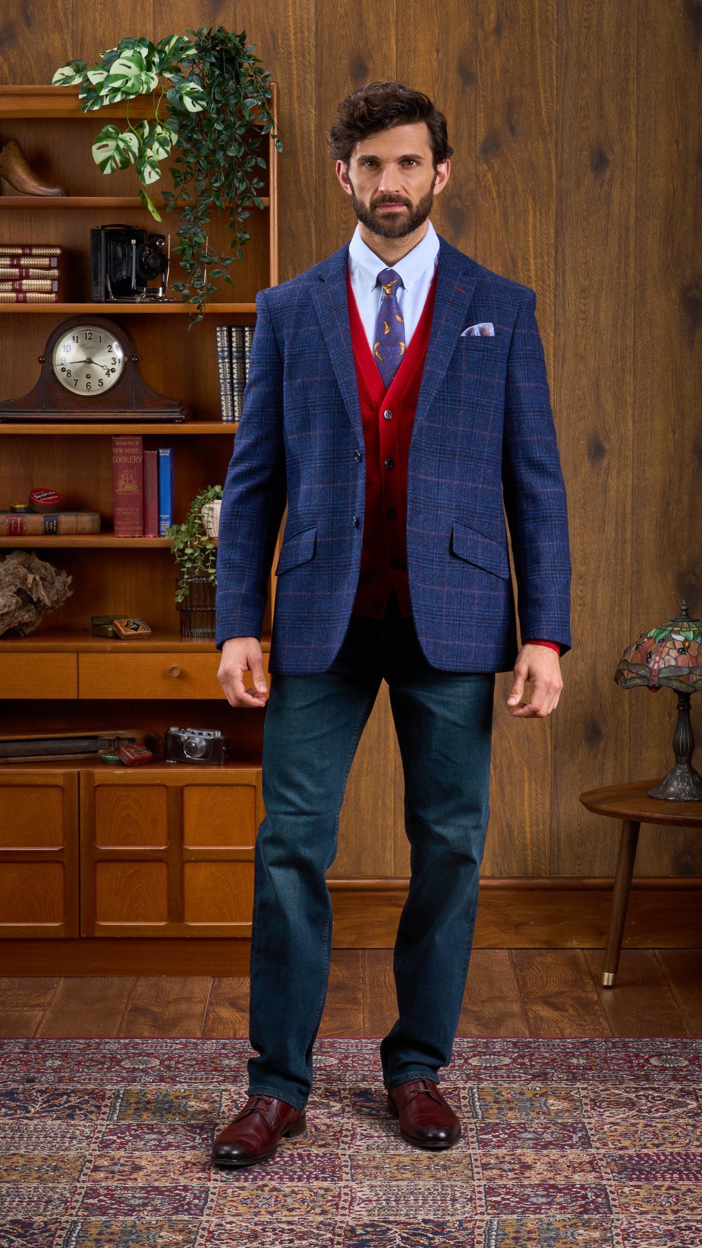 Surrey Tweed Lined Blazer In Navy Check
