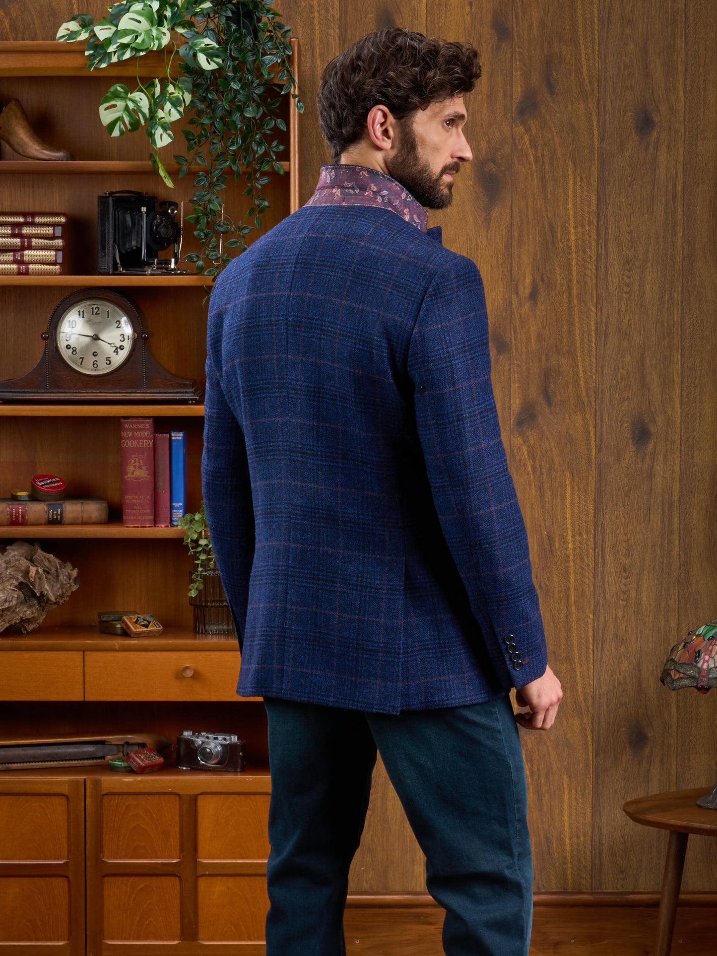 Surrey Tweed Lined Blazer In Navy Check