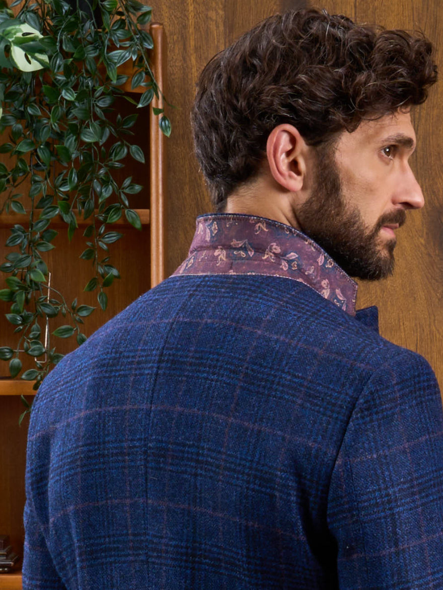 Surrey Tweed Lined Blazer In Navy Check