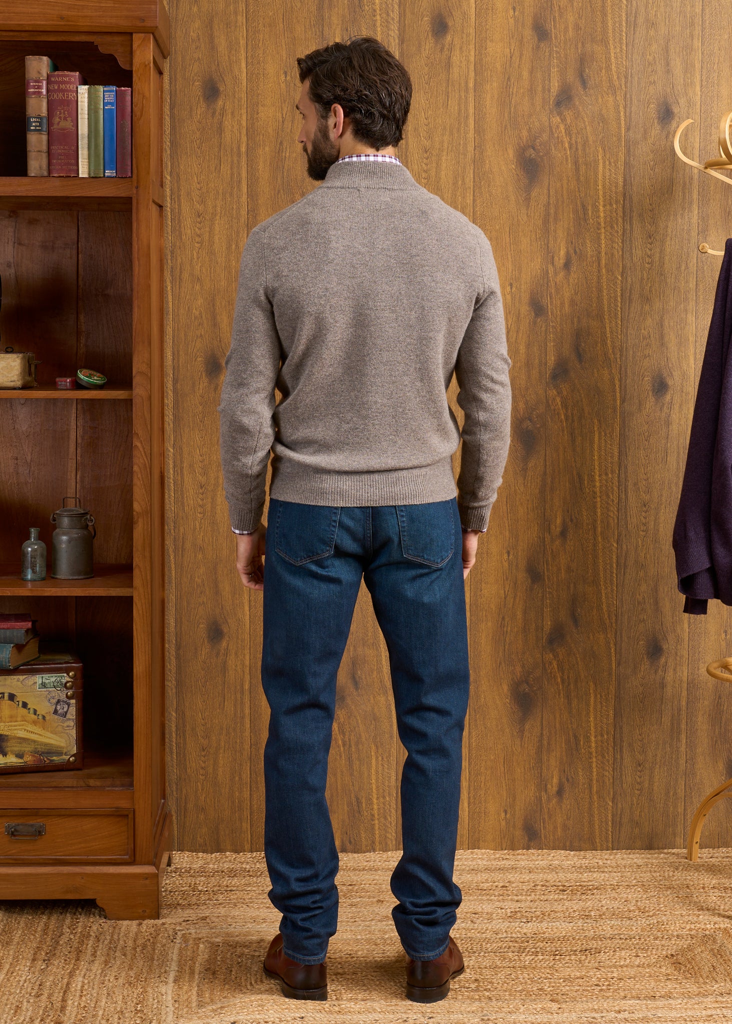 Sutherland Lambswool 1/4 Zip Jumper in Vole