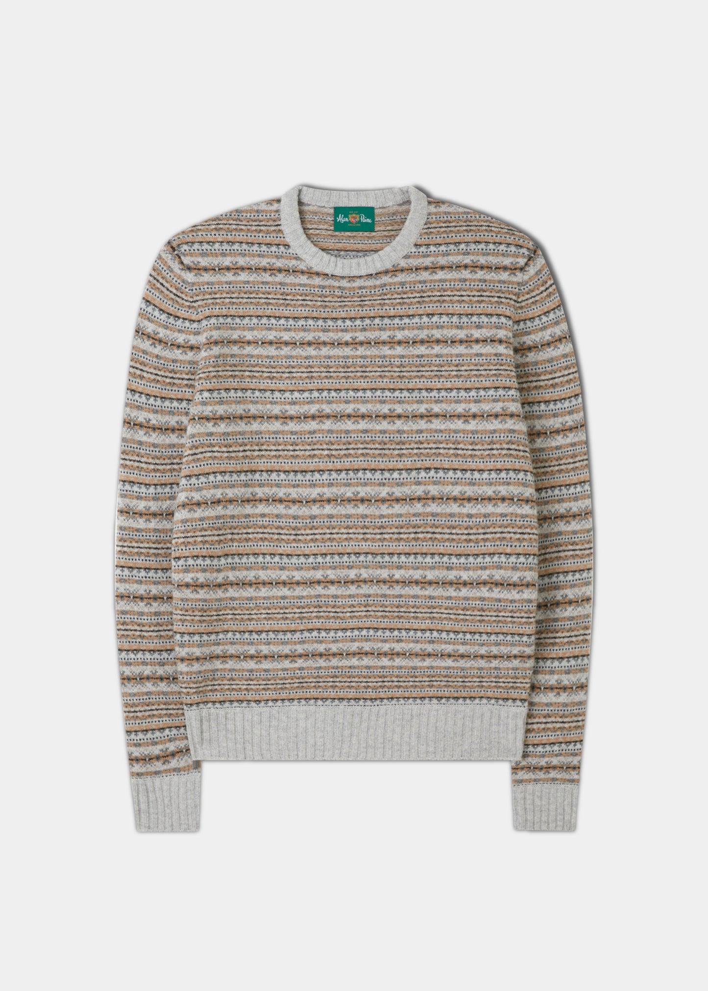 Maglione Towthorpe da uomo in lana d'agnello Fairisle grigio perla - Vestibilità regolare