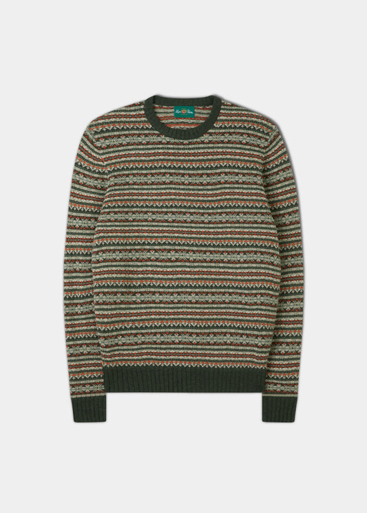 Maglione da uomo Towthorpe in lana d'agnello Fairisle alghe marine - Vestibilità regolare