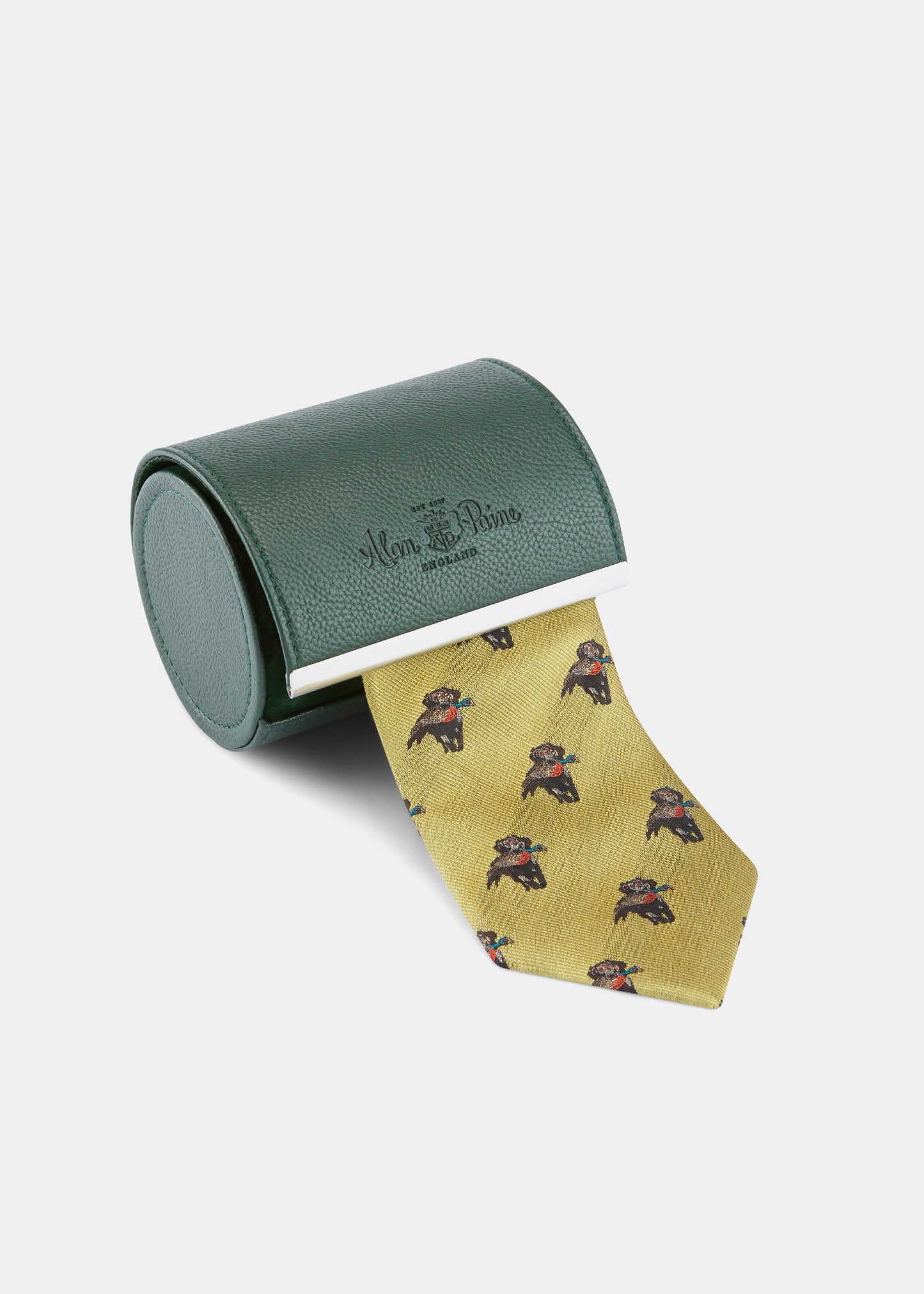 Ripon Silk Country Tie In Yellow - Retriever Design