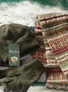 Set di cappello, sciarpa e guanti in lana lavorata da uomo Tideswell color alghe.
