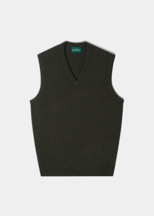 Norfolk Men's Lambswool Slipover in Seaweed