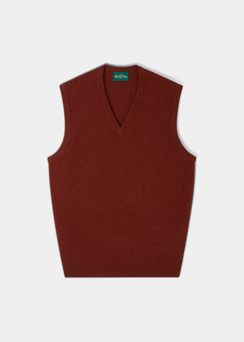 Norfolk Men's Lambswool Slipover in Sienna