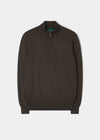 Maglione Ashfield in cotone merino con cerniera 1/4 in alghe