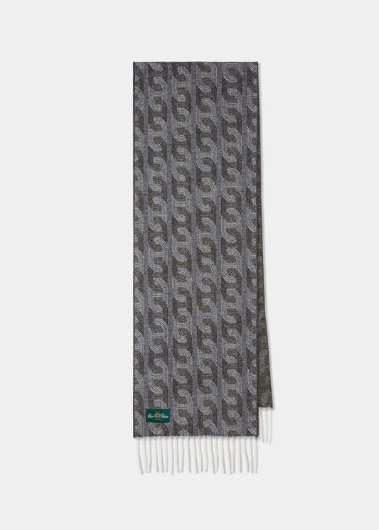 Sciarpa in cashmere con motivo Wolvey verde oliva