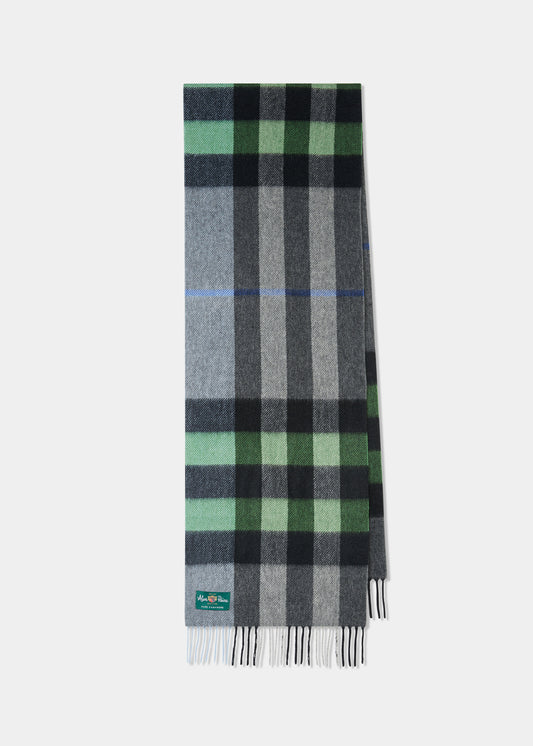 Sciarpa a quadri off-set in cashmere verde