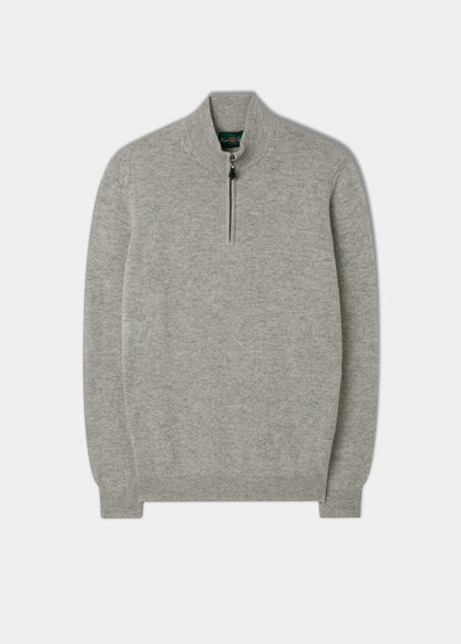 Men's Lambswool 1/4 Zip Jumper in Pearl Grey