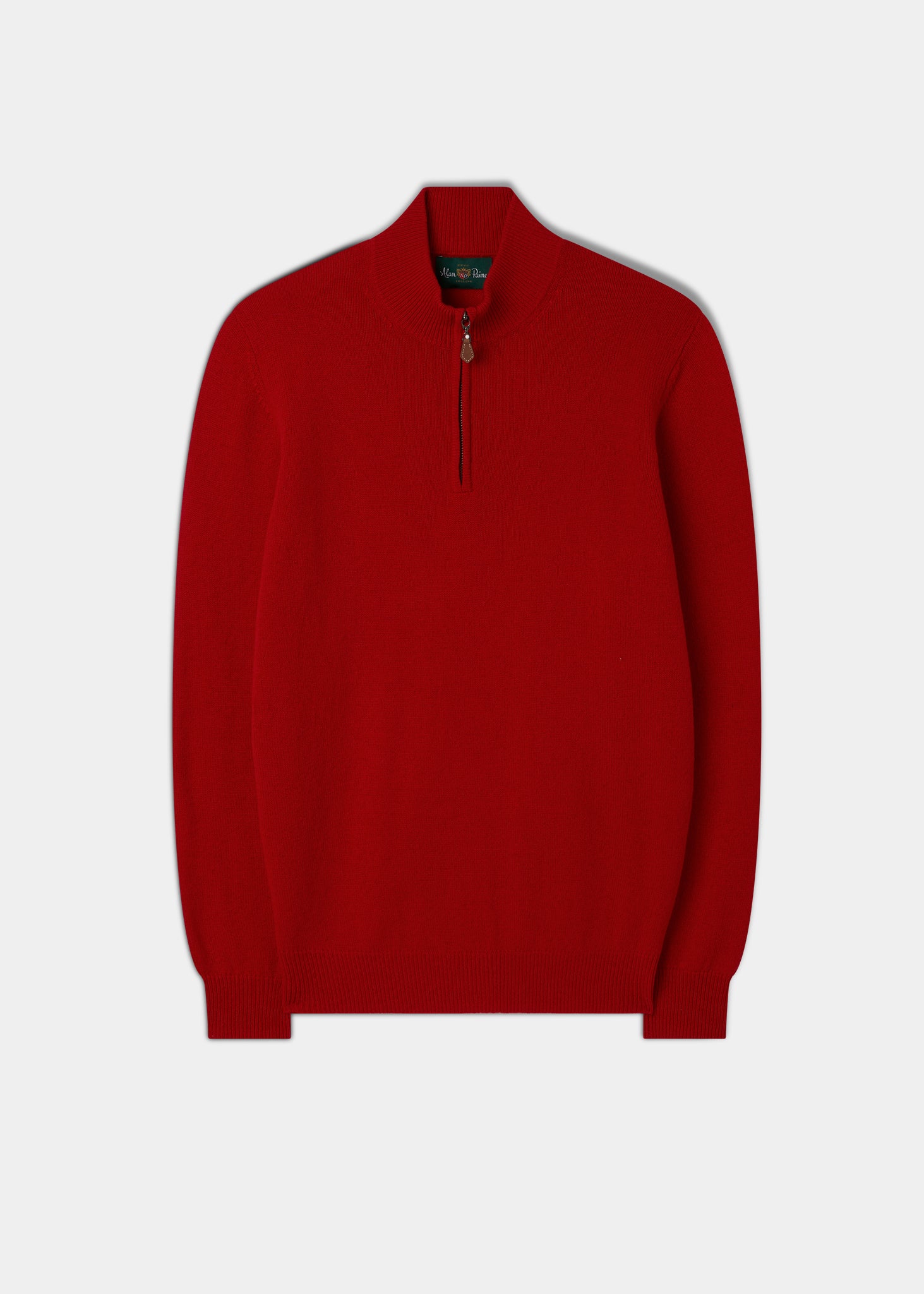 Men's Lambswool 1/4 Zip Jumper in Tartan Scarlet