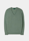 Maglione da uomo in lambswool con scollo a V modello menta verde - Vestibilità Classica

