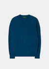 Men's Geelong Lambswool Vee Neck Jumper in Teal