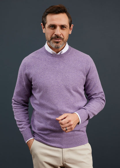 Men's Geelong Lambswool Crew Neck Jumper In Purple Heat