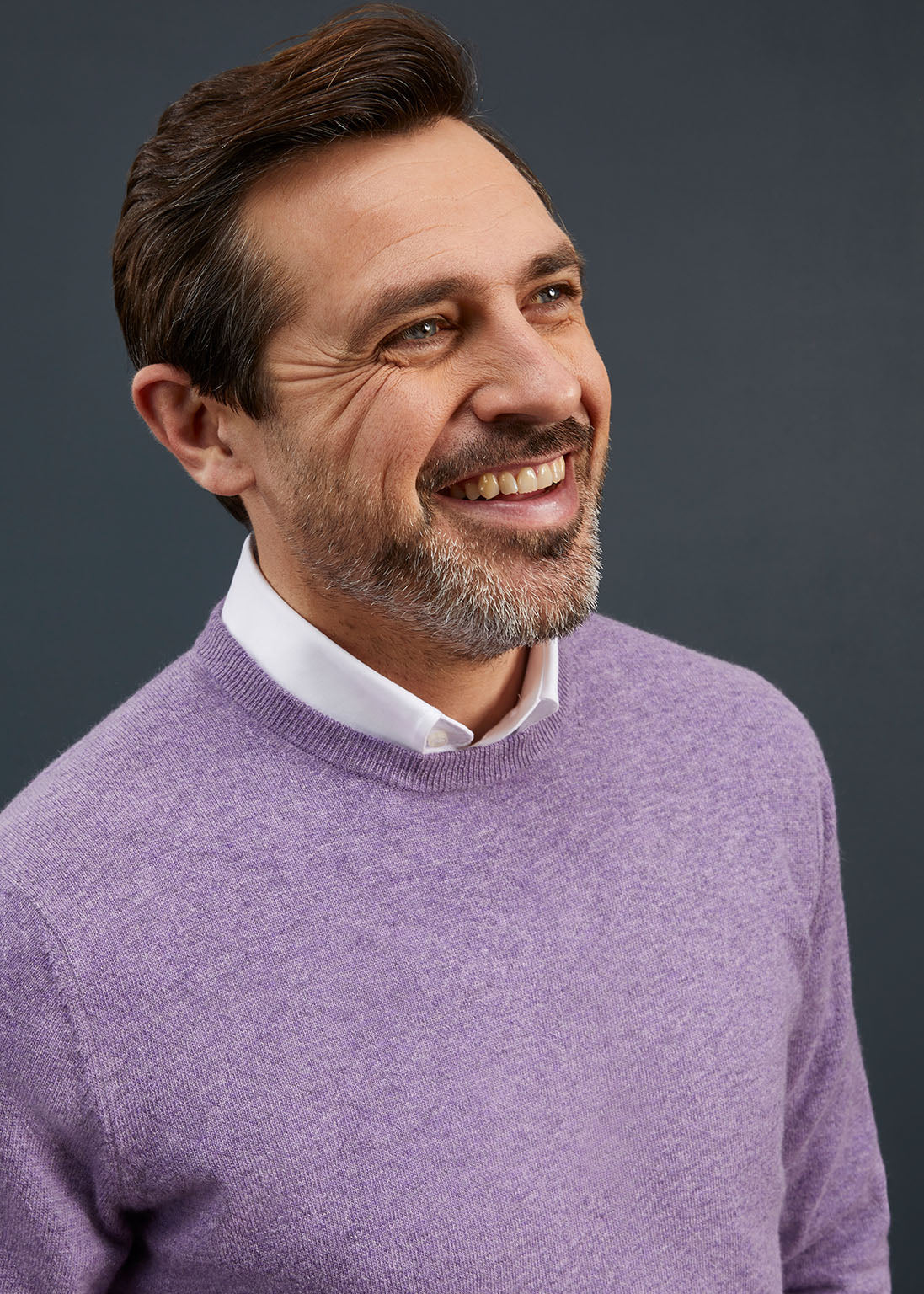 Men's Geelong Lambswool Crew Neck Jumper In Purple Heat