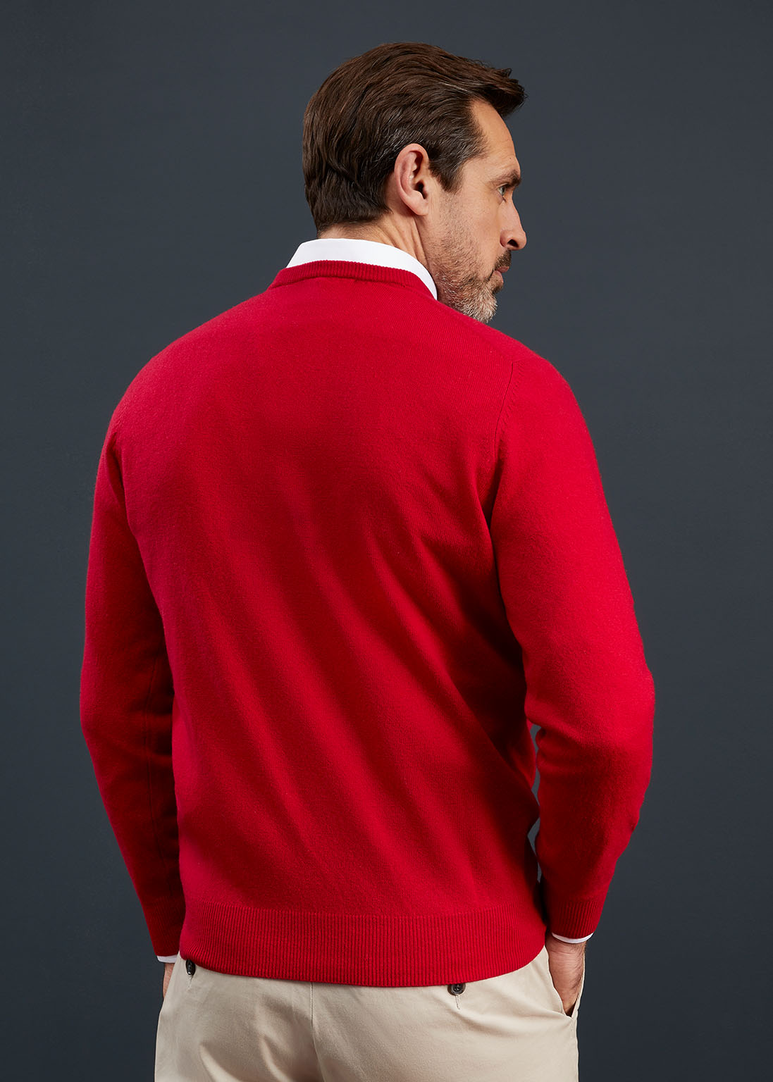 Men's Geelong Lambswool Crew Neck Jumper In Raspberry