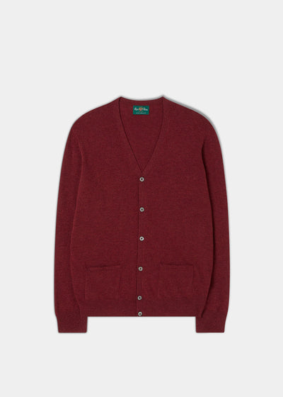 Men's Geelong Lambswool Cardigan in Redwood