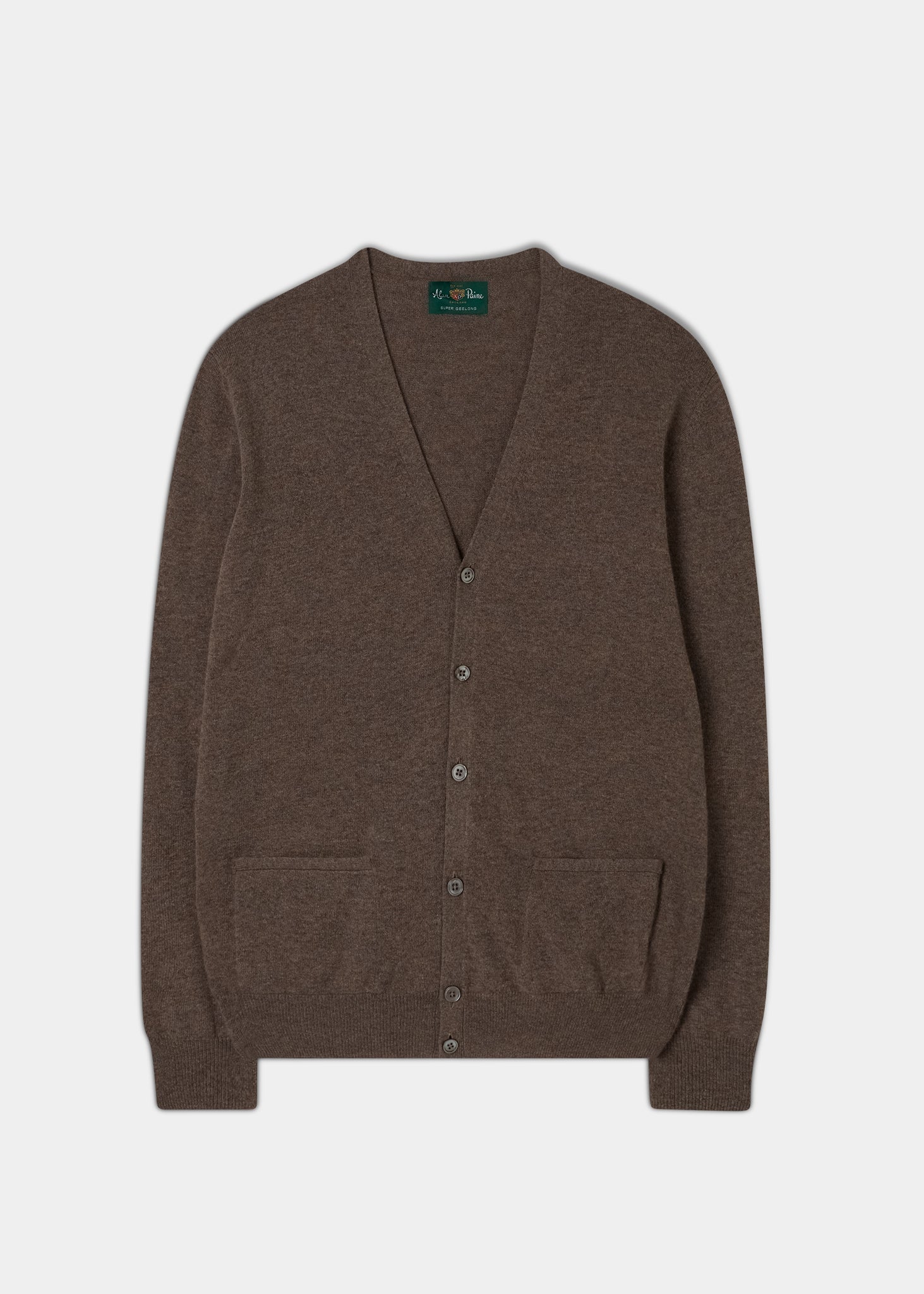 Men's Geelong Lambswool Cardigan in Tobacco