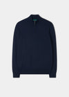 Maglione Ashfield in cotone merino con zip 1/4 in blu scuro