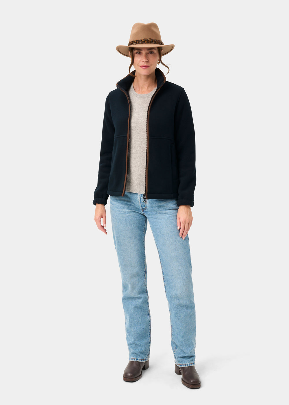 Aylsham Ladies Fleece Jacket In Dark Navy - Regular Fit