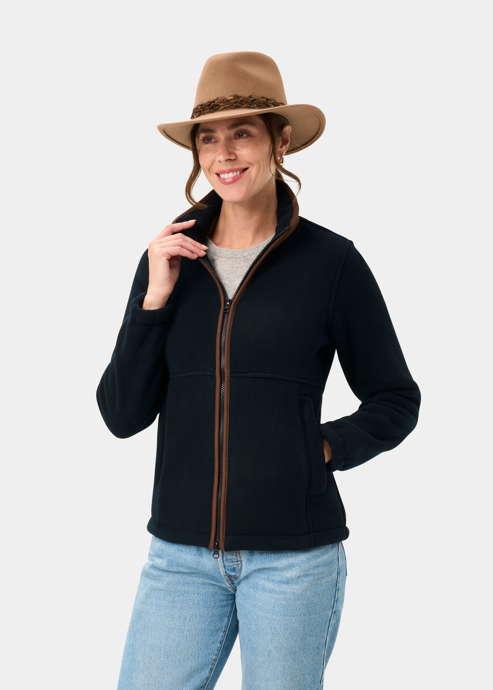 Aylsham Ladies Fleece Jacket In Dark Navy - Regular Fit