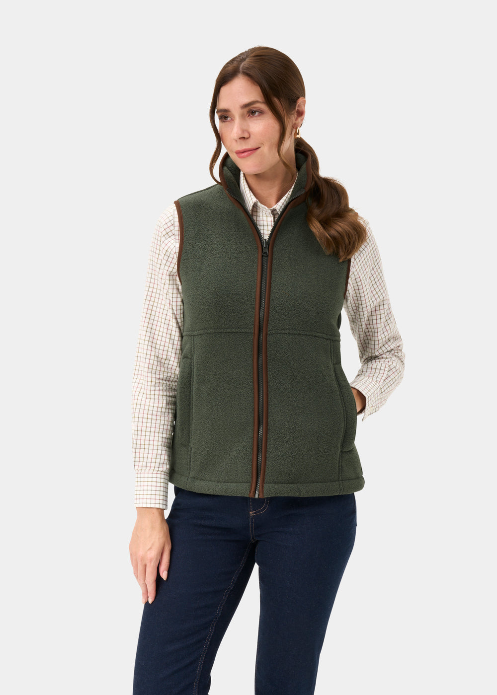 Aylsham Ladies Fleece Gilet In Cedar Green - Regular Fit
