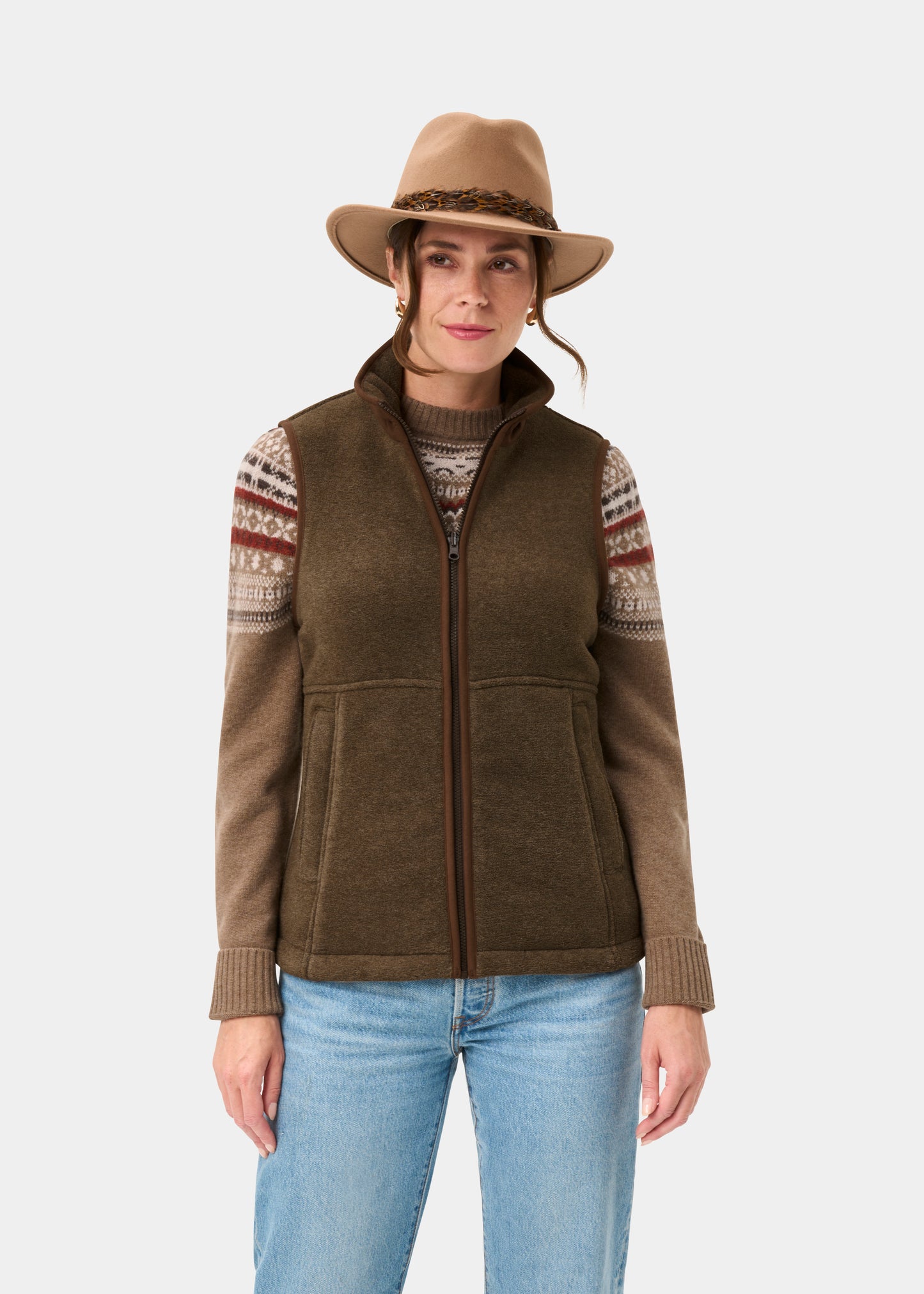 Aylsham Ladies Fleece Gilet In Pecan - Regular Fit