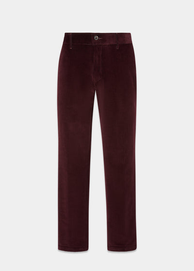 Men's Cotton Cord Trousers In Wine