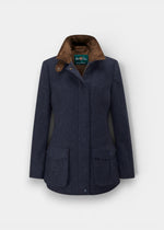 Surrey Ladies Tweed Water Repellent Coat in Blue  -  Regular Fit