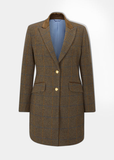 Surrey Ladies Mid-Thigh Tweed Coat In Seabrook 
