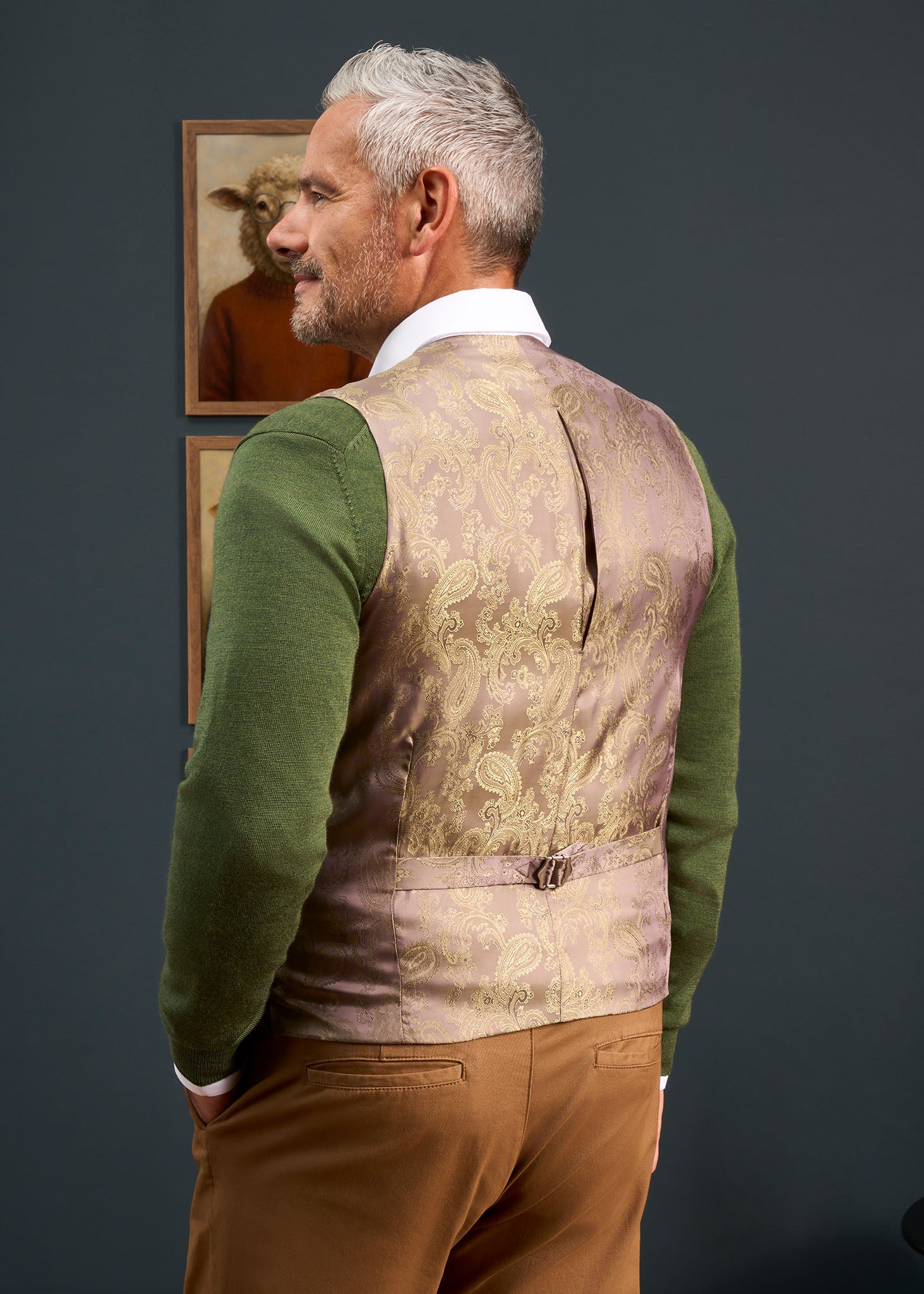 Surrey Men's Tweed Lined Country Waistcoat In Marsh 