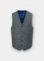 Surrey Men's Tweed Water Repellent Lined Waistcoat in Blue Check  -  Regular Fit